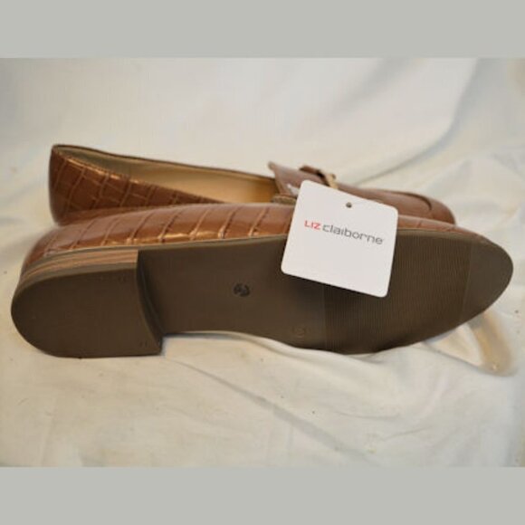 Liz Claiborne Brown Reptile Print Loafers With Gold Bit Size: 9.5 M - Picture 4 of 5